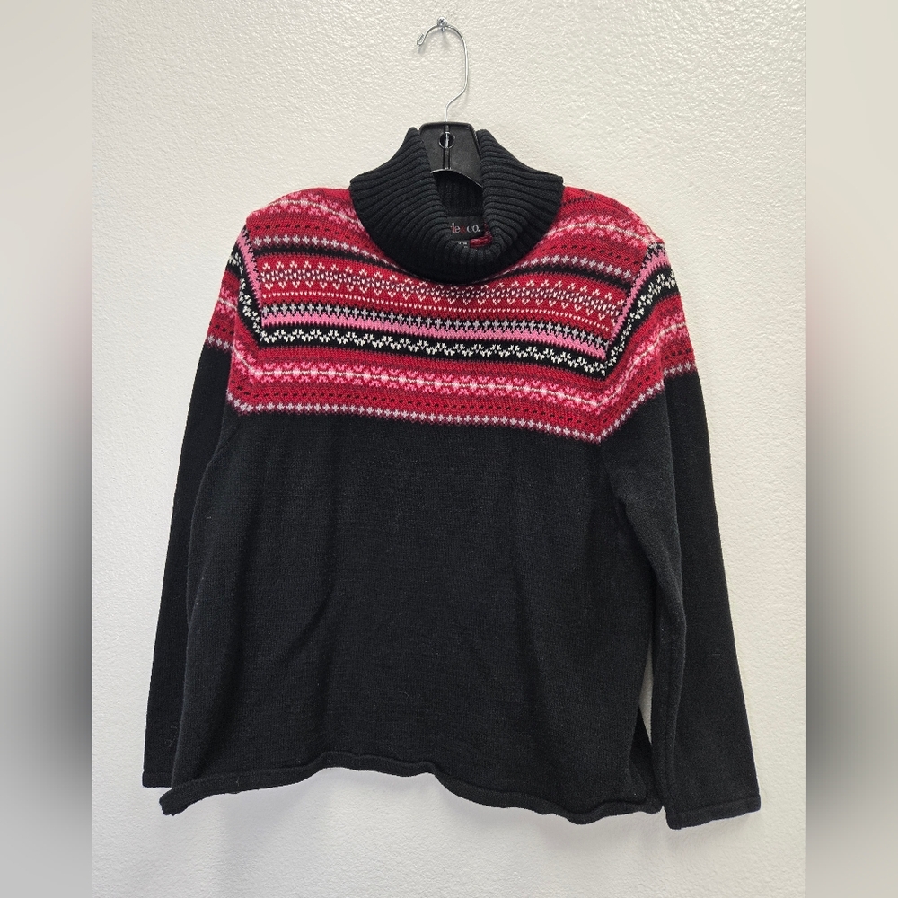 Style & Co. Black and Red Cowl Neck Sweater